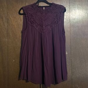 Torrid Lace Neck Crinkle Gauze Sleeveless Tunic Too